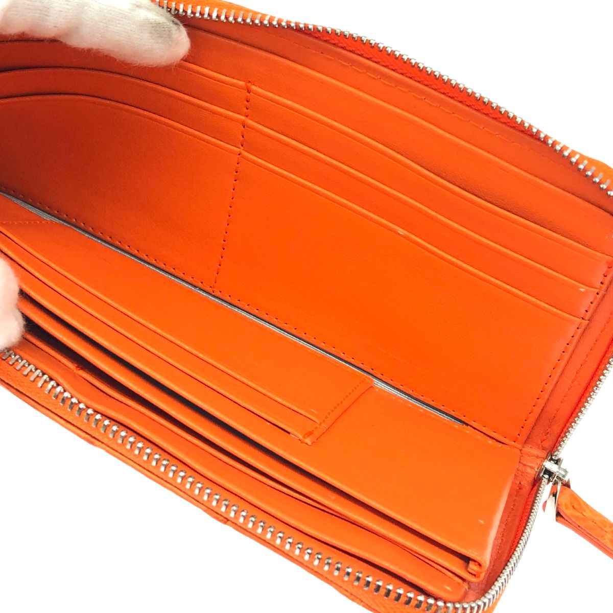 【専用】クロコダイル 長財布 本物 マット仕上げ オレンジ ラウンドファスナー Crocodile クロコダイル L字ファスナー長財布 マット加工 オレンジ