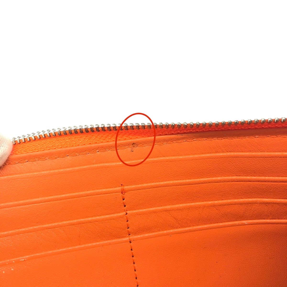 Crocodile クロコダイル L字ファスナー長財布 マット加工 オレンジ