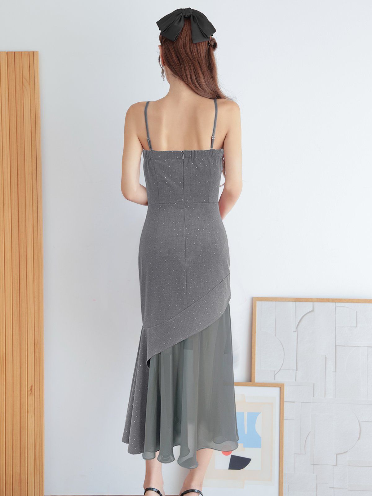 AngelR/S ビジュー付きベージュストラップドレス AngelR/S ビジュー付きベージュストラップドレス