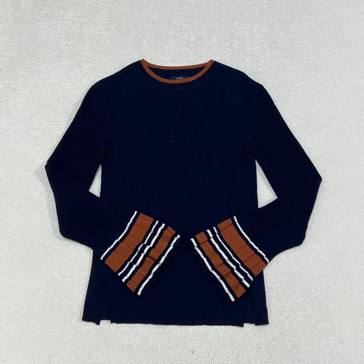 90システム レディース The HANDSOME 袖 ペプラム 長袖 ブラウス ニット1104