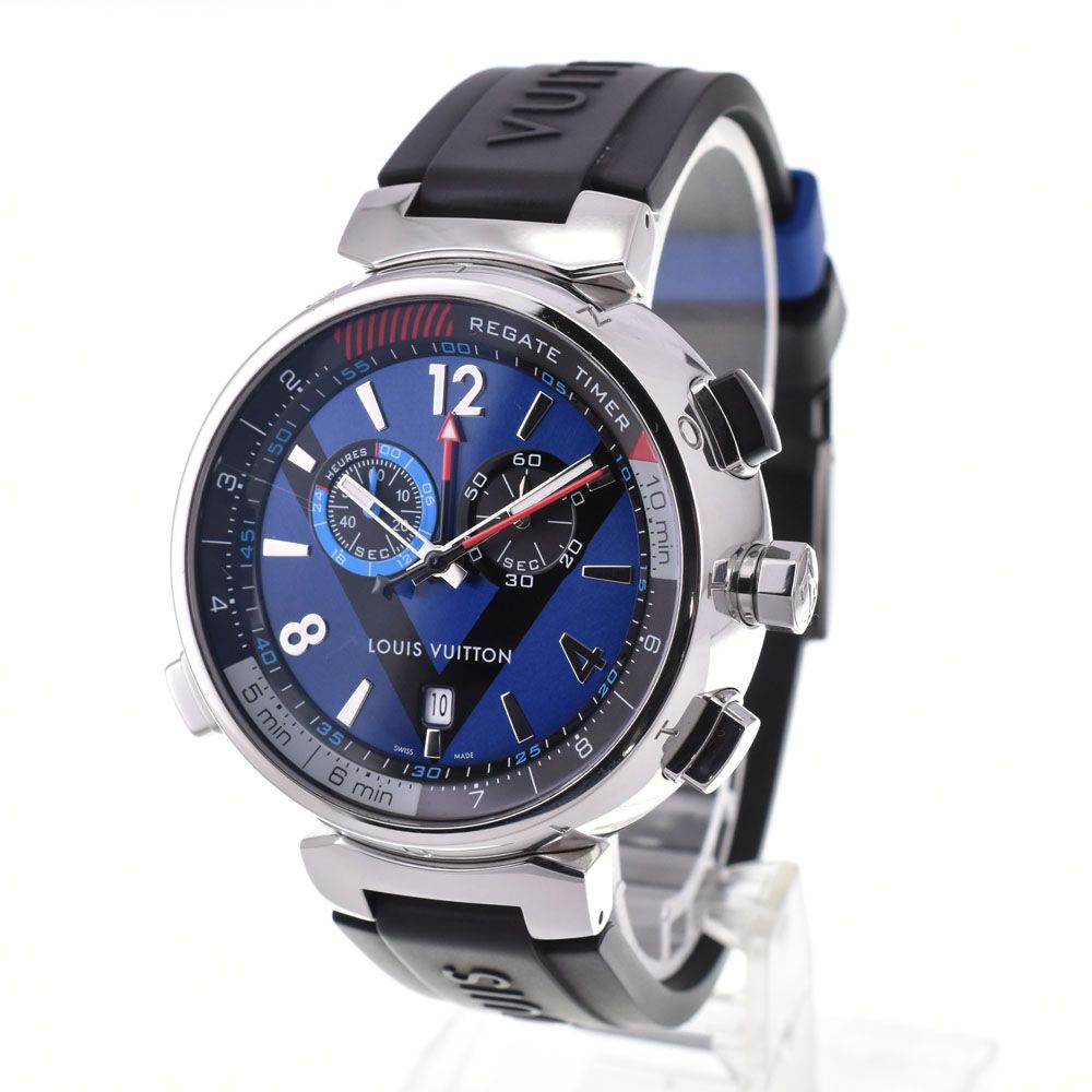 ルイ ヴィトン LOUIS VUITTON Q102D タンブール レガッタ クロノグラフ デイト アラーム クォーツ メンズ Q 143599