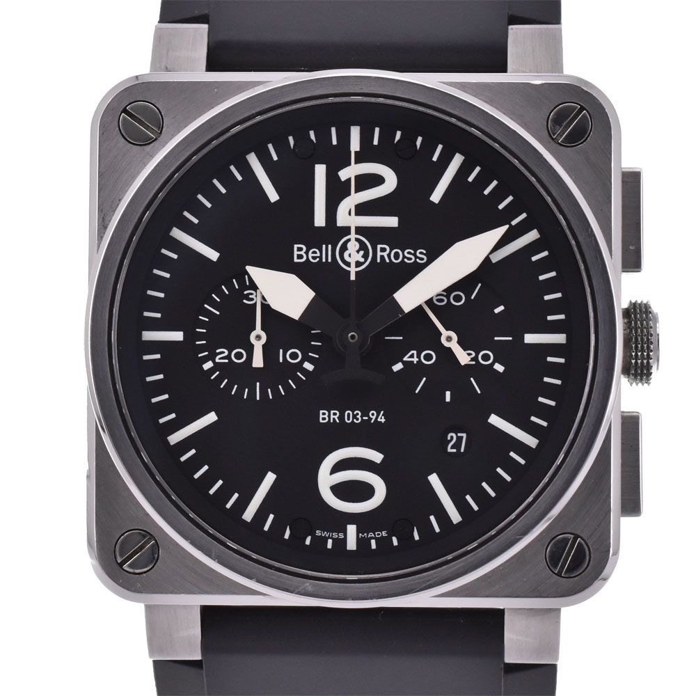 ベル＆ロス Bell＆Ross BR0394-BL-ST BR03-94-S クロノグラフ デイト 自動巻き メンズ 箱 保証書付き Q 143521