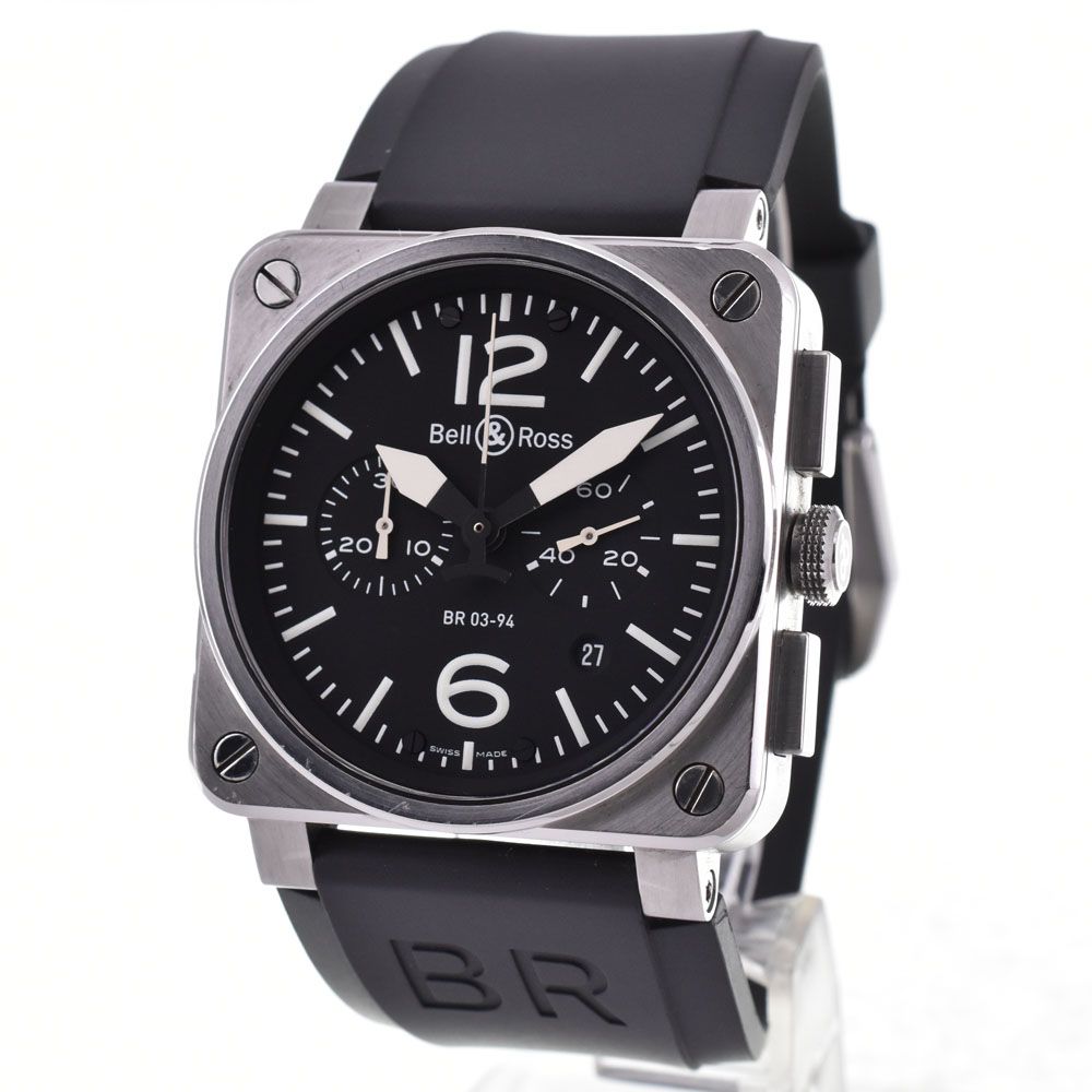 ベル＆ロス Bell＆Ross BR 0394 BL ST 03 94 S クロノグラフ デイト 自動巻き メンズ 箱 保証書付き Q 143521