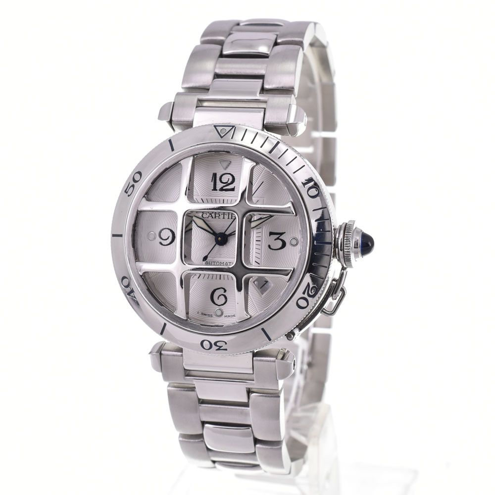 カルティエ CARTIER W31059H3 パシャ 38mm コンベックス グリッド デイト 裏スケ 自動巻き メンズ 箱 保証書付き Q 143641
