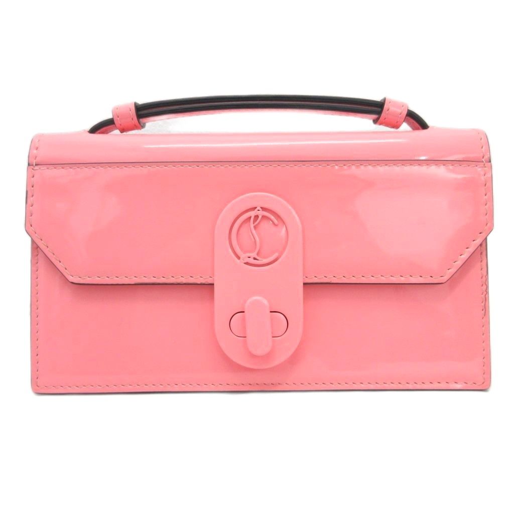 クリスチャンルブタン Christian louboutin エリサバゲット Elisa Baguette ショルダーバッグ バケットバッグ パテント ピンク AA
