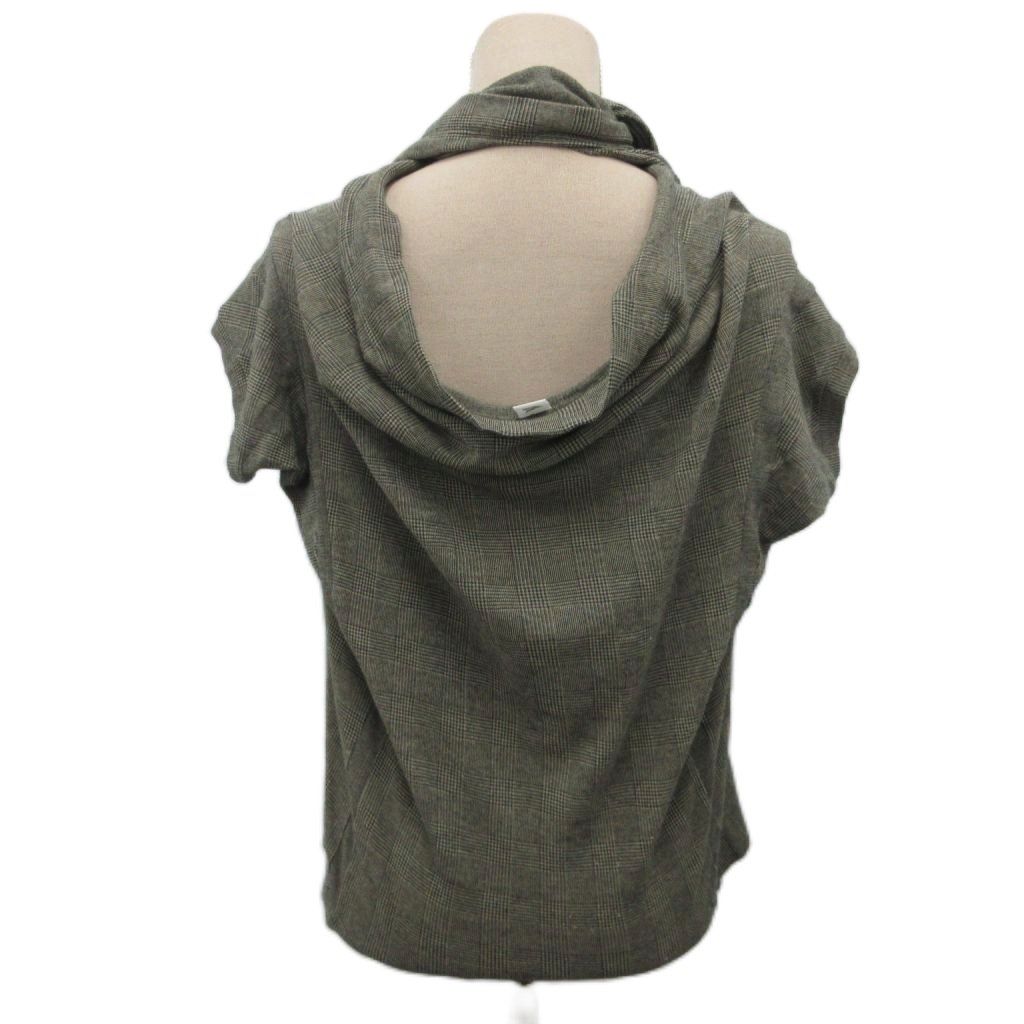  ワイズ Y s シャツ ブラウス 変形デザイン チェック コットン YW-T 54-564 グレー 2 約M 半袖 シャツ ブラウス