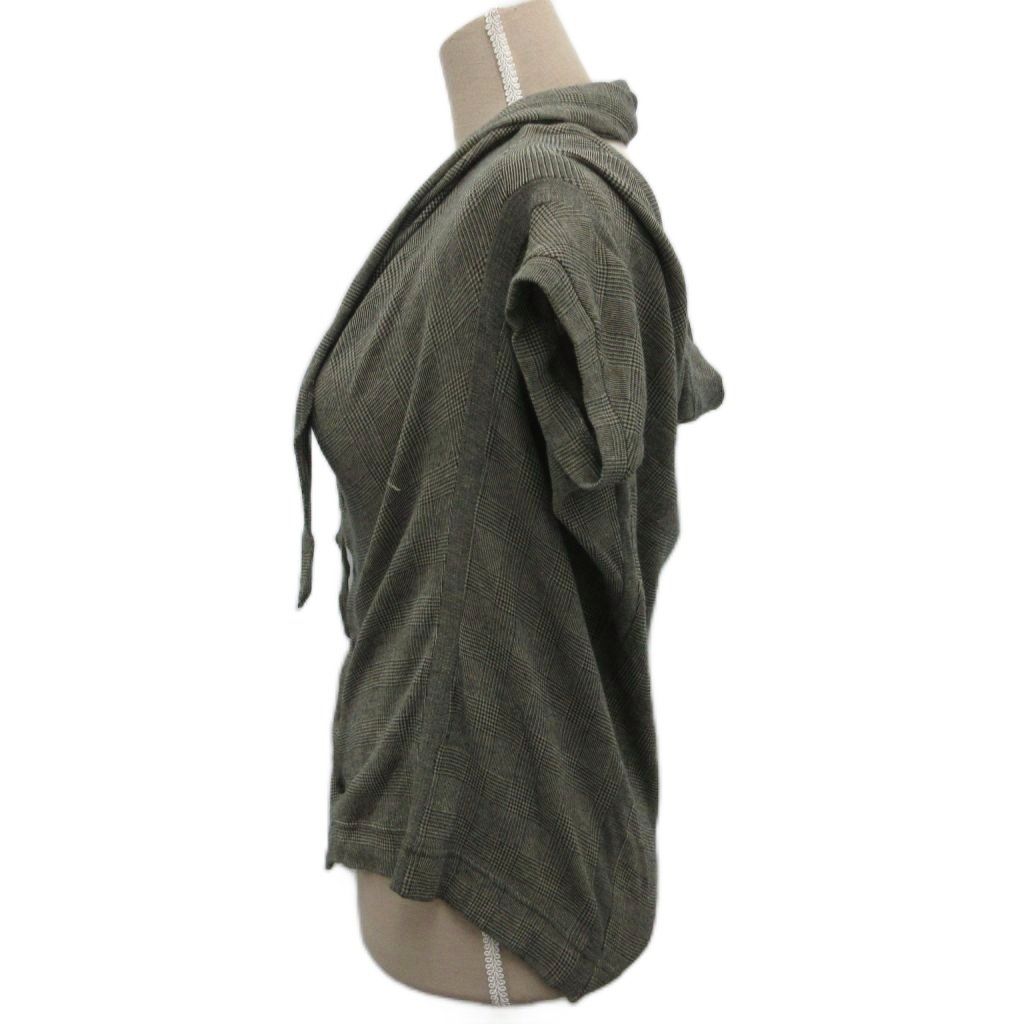 ワイズ Y s シャツ ブラウス 変形デザイン チェック コットン YW-T54-564 グレー 2 約M