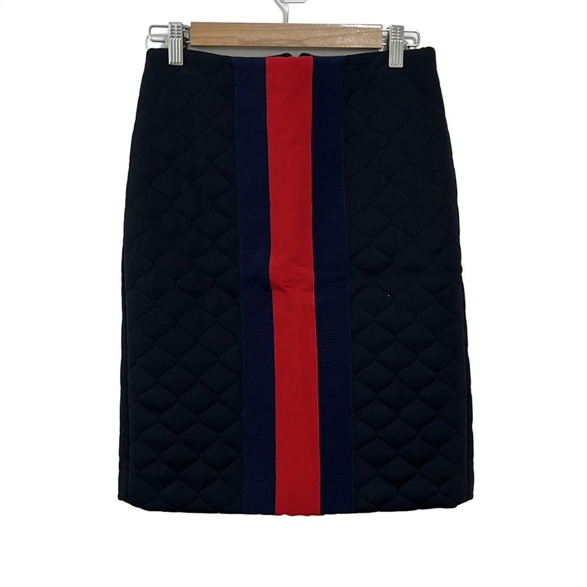 GUCCI グッチ スカート サイズ36 S レディース 771282 ZAPNA 黒 ダークネイビー レッド ひざ丈 キルティング