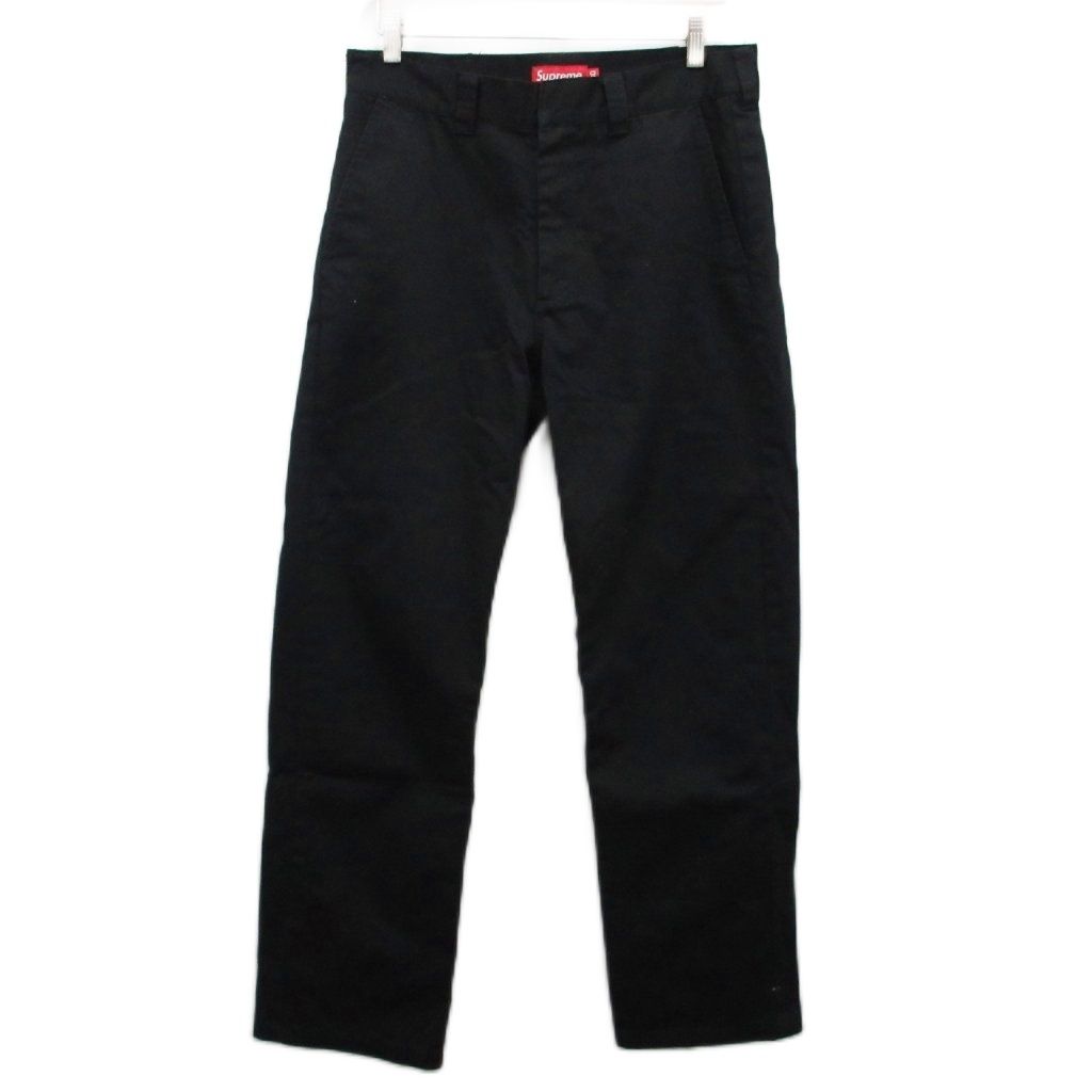 シュプリーム SUPREME チノパン パンツ ストレート ロゴタグ 黒 ブラック 30 約M