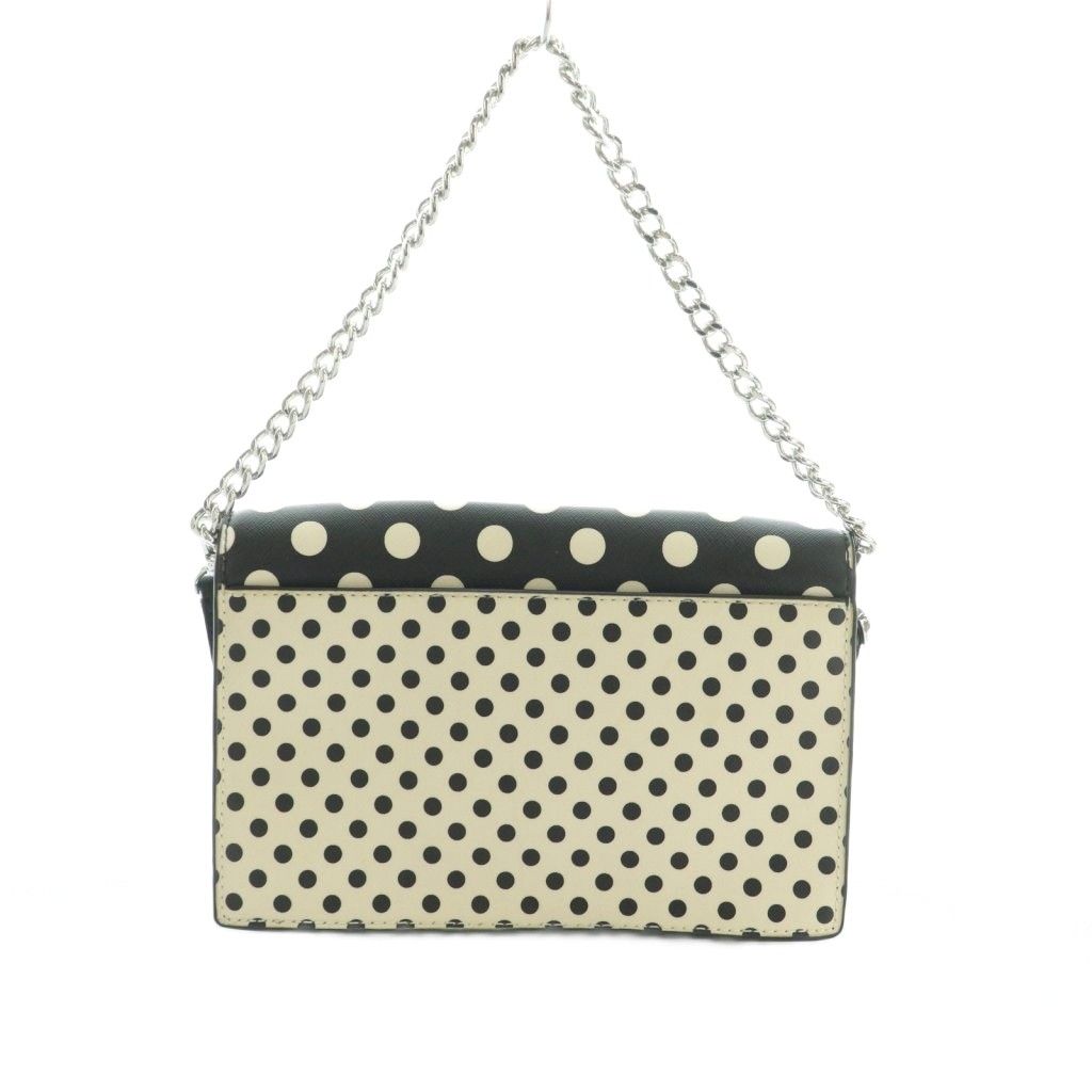 ケイトスペード KATE SPADE 2way ショルダーバッグ ハンドバッグ チェーン ドット柄 フラップ 黒 ブラック ライトベージュ MI GY49