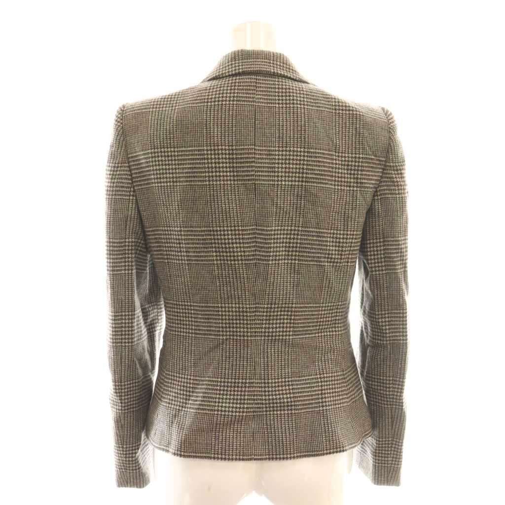 ジョルジオアルマーニ GIORGIO ARMANI テーラードジャケット チェック ウール カシミヤ混 38 ブラウン ブルー ベージュ CX GY53