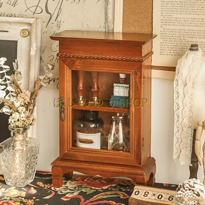 アンティーク・ヴィンテージ調　ウォールシェルフ　メルスリー　キャビネット キャビネット ヴィンテージ調 レトロ調 コンパクト 扉 付き