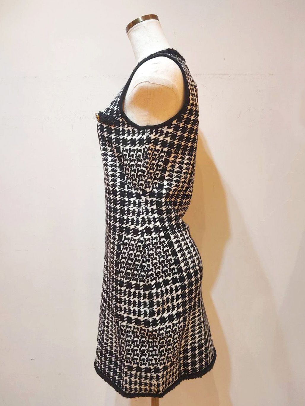 い TWINSET ツインセット 千鳥ドレス ニットドレス タイトドレス ミニドレス XS