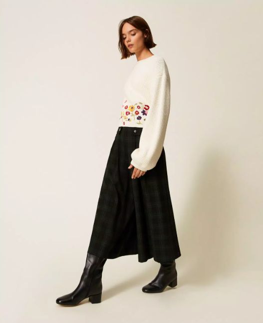 公式正規取扱い TWINSET ACTITUDE ツインセットアクティテュード キュロットパンツ ガウチョパンツ チェック柄 パンツ タータンチェック