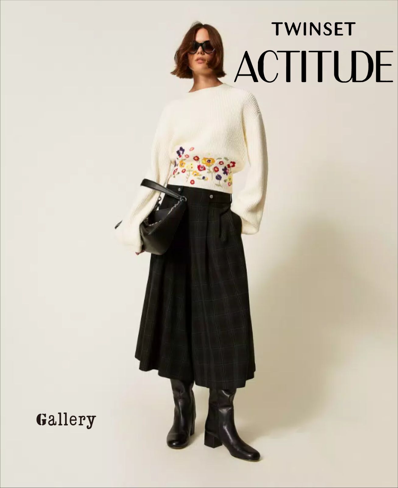 公式正規取扱い TWINSET ACTITUDE ツインセットアクティテュード キュロットパンツ ガウチョパンツ チェック柄 パンツ タータンチェック