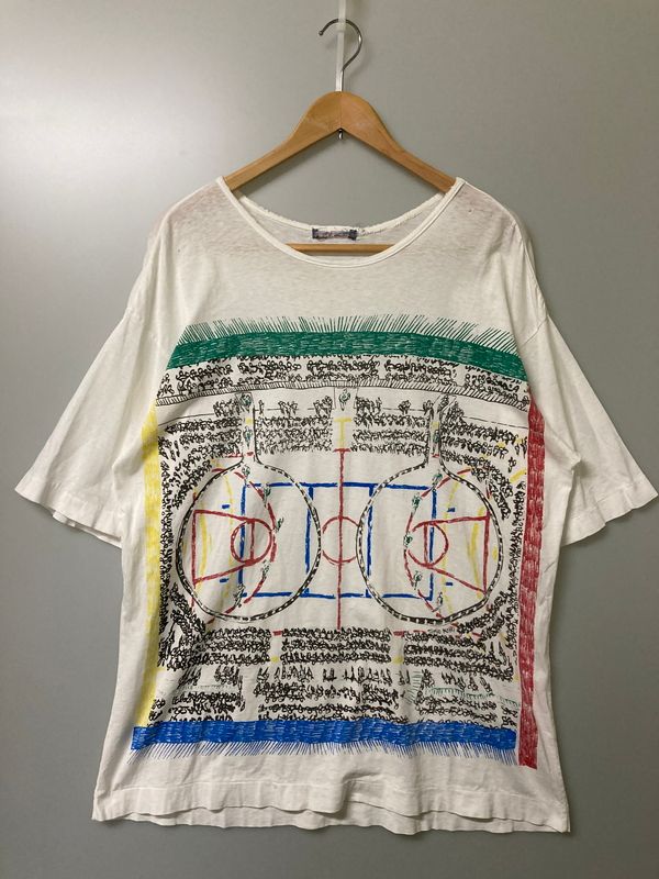 品 ISSEY MIYAKE MEN イッセイミヤケ メン × TOMIO MOHRI トミオ モウリ 別注 コラボ 80 s S S PRINT TEE VINTAGE 80年代 プリントTシャツ 140-251110-kk-03-min