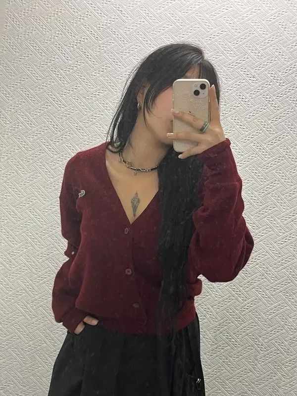 ラコステ ベーシック モダン Look バーガンディ レッド ウール カーディガン 105 C06536