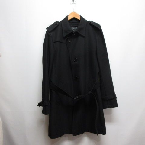 バーバリーブラックレーベル BURBERRY BLACK LABEL ウール混 トレンチ コート キルティングライナー付き L 黒 ブラック D1B73-406-09 ベルト付き