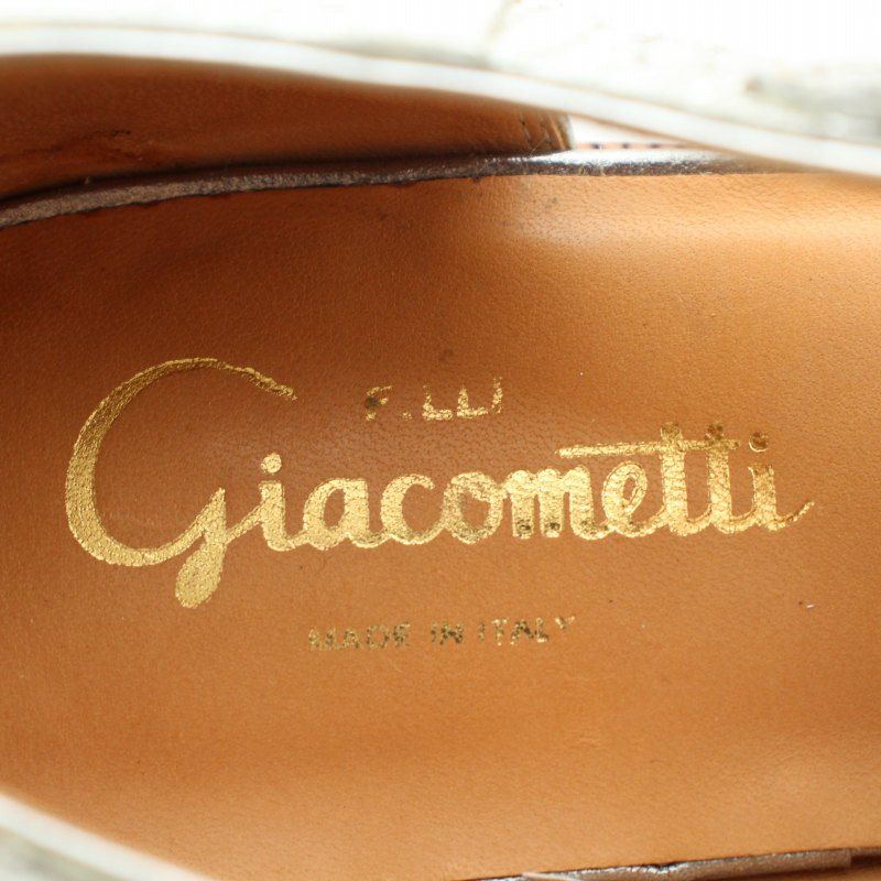  フラテッリ ジャコメッティ F.LLI Giacometti ダブルモンクサンダルズピトーネ Double Monk Sandals PITONE パイソンレザー ビブラムソール 37.5 24.5 cm シルバー 茶 ブラウン YT サンダル サンダル ミュール