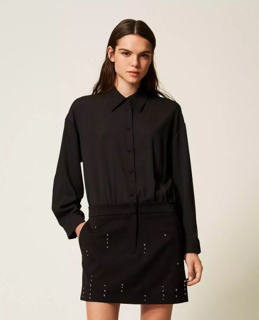 い TWINSET ACTITUDE ツインセットアクティテュード セパレート風ドレス ワンピース ミニドレス フォーマル パーティー XS