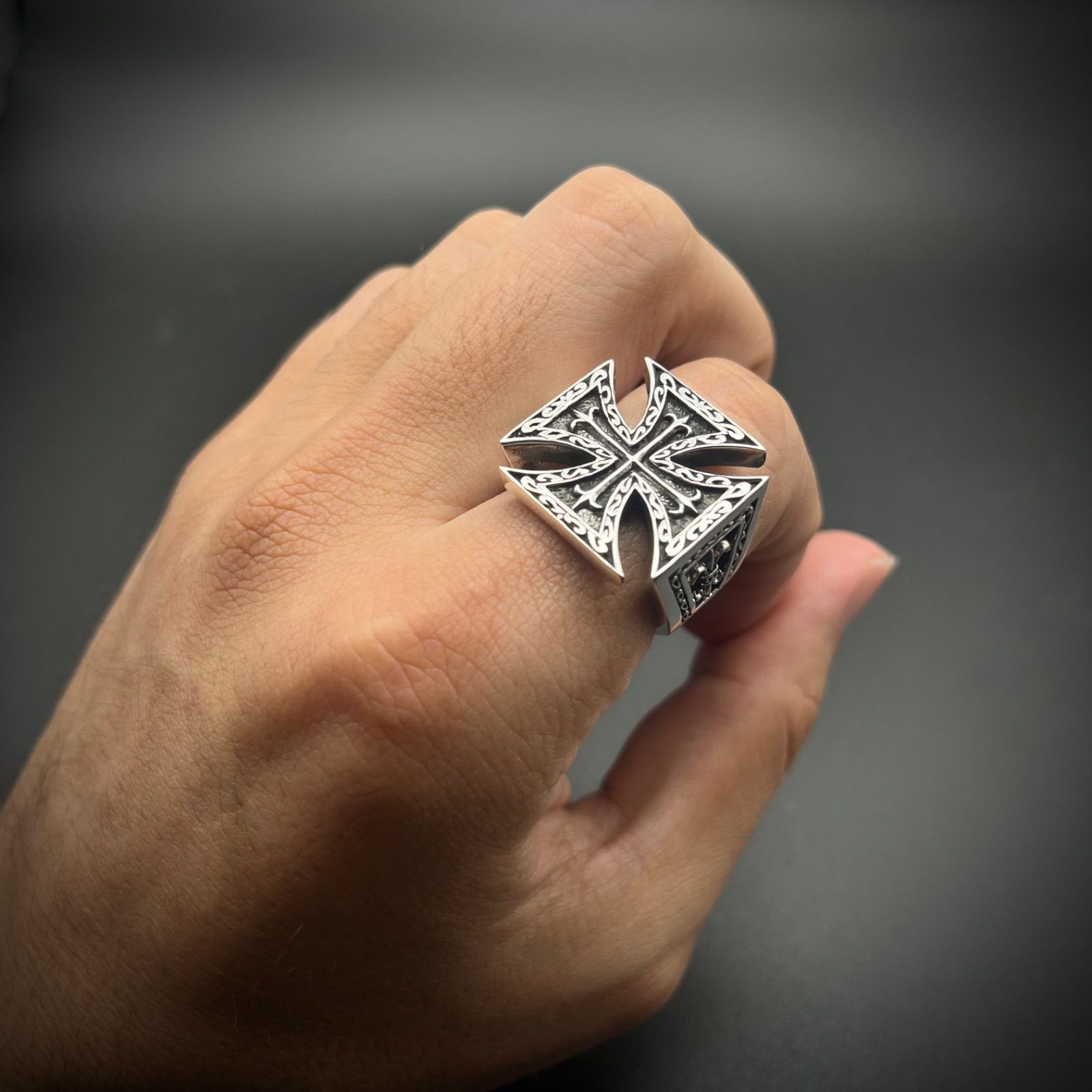 シルバー925 クロス十字リング 19号 アイアンクロス 鉄十字 リング 19