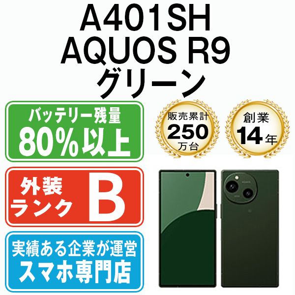 A401SH AQUOS R9 グリーン SIMフリー 本体 ソフトバンク スマホ シャープ a401shgr7mtm