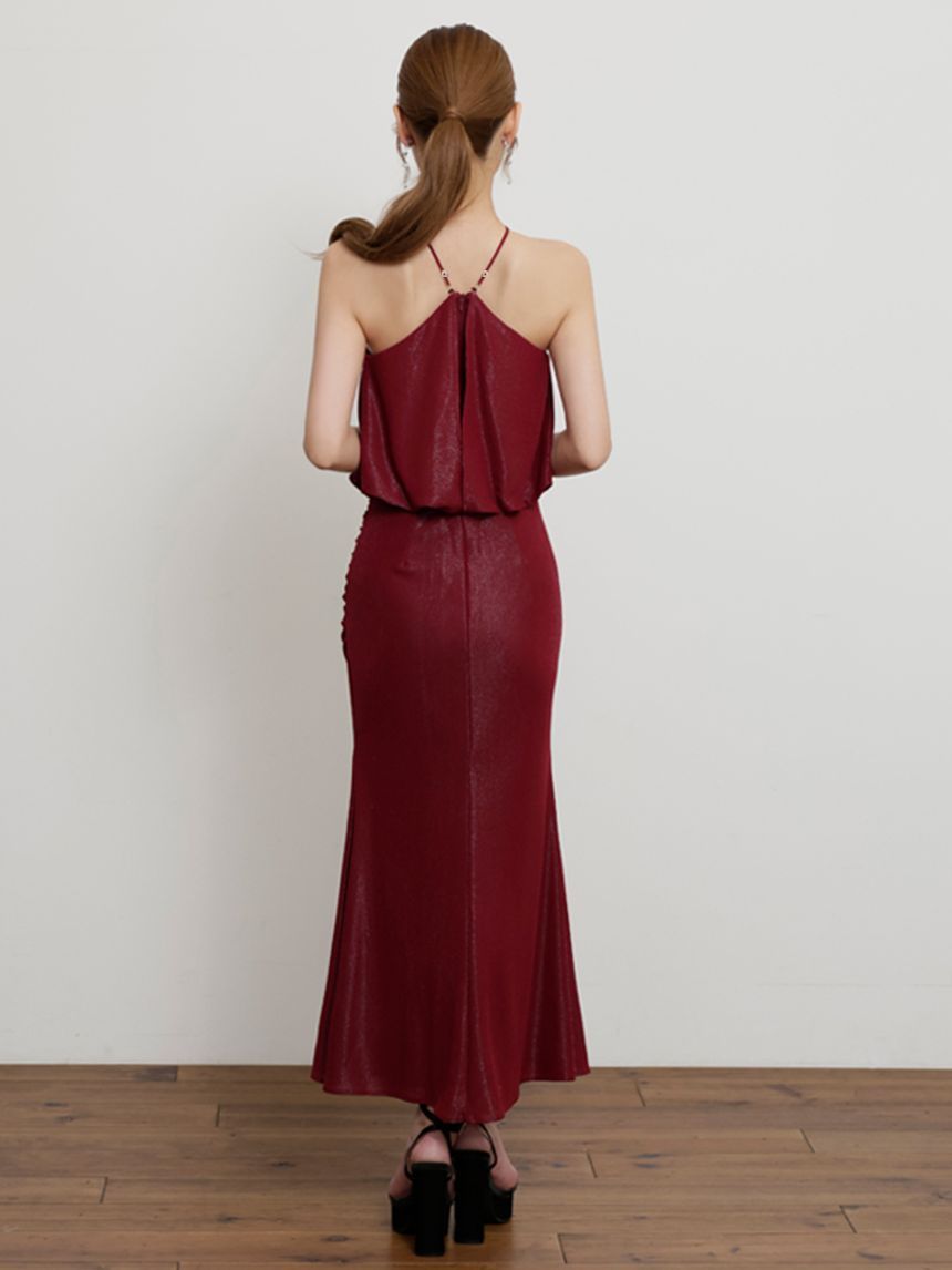 レッド OF2 AR25345-R-2509 ANGEL R エンジェルアール ホルターネック チャーム ラメ タイト ロングドレス キャバドレス GINKGOPHARMACY_COM