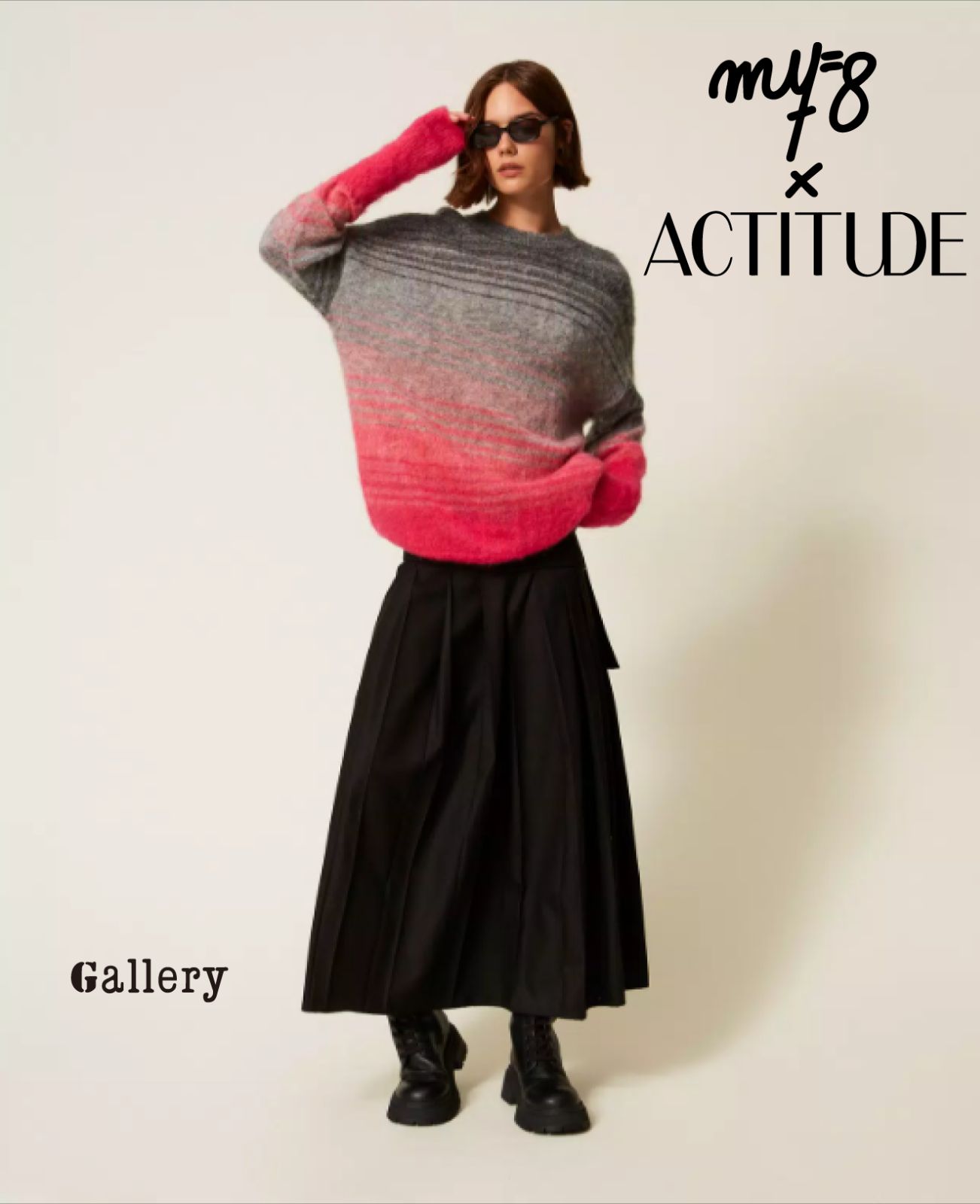 公式正規取扱い TWINSET ACTITUDE×MYFO ツインセットアティテュード スカート プリーツスカート ラップ風スカート モード ミニマル