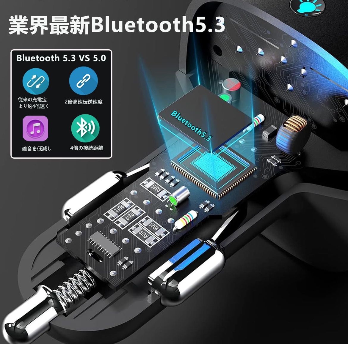 日本語説明付き FMトランスミッター シガーソケット車載 USB充電器