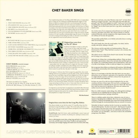 JAZZ名盤 / 輸入新品レコード】CHET BAKER - CHET BAKER SINGS