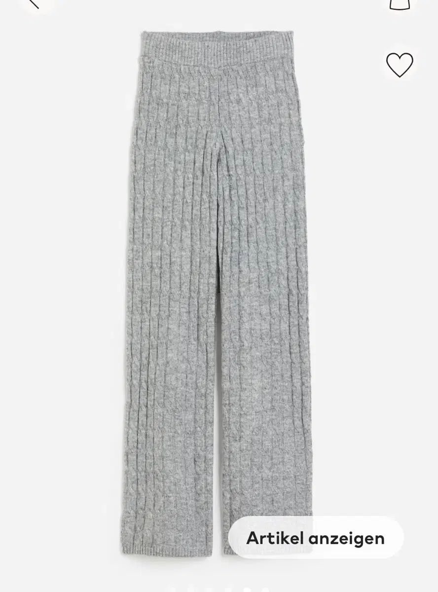 H-M エイチ アンド エム ケーブル ニット パンツ グレー S