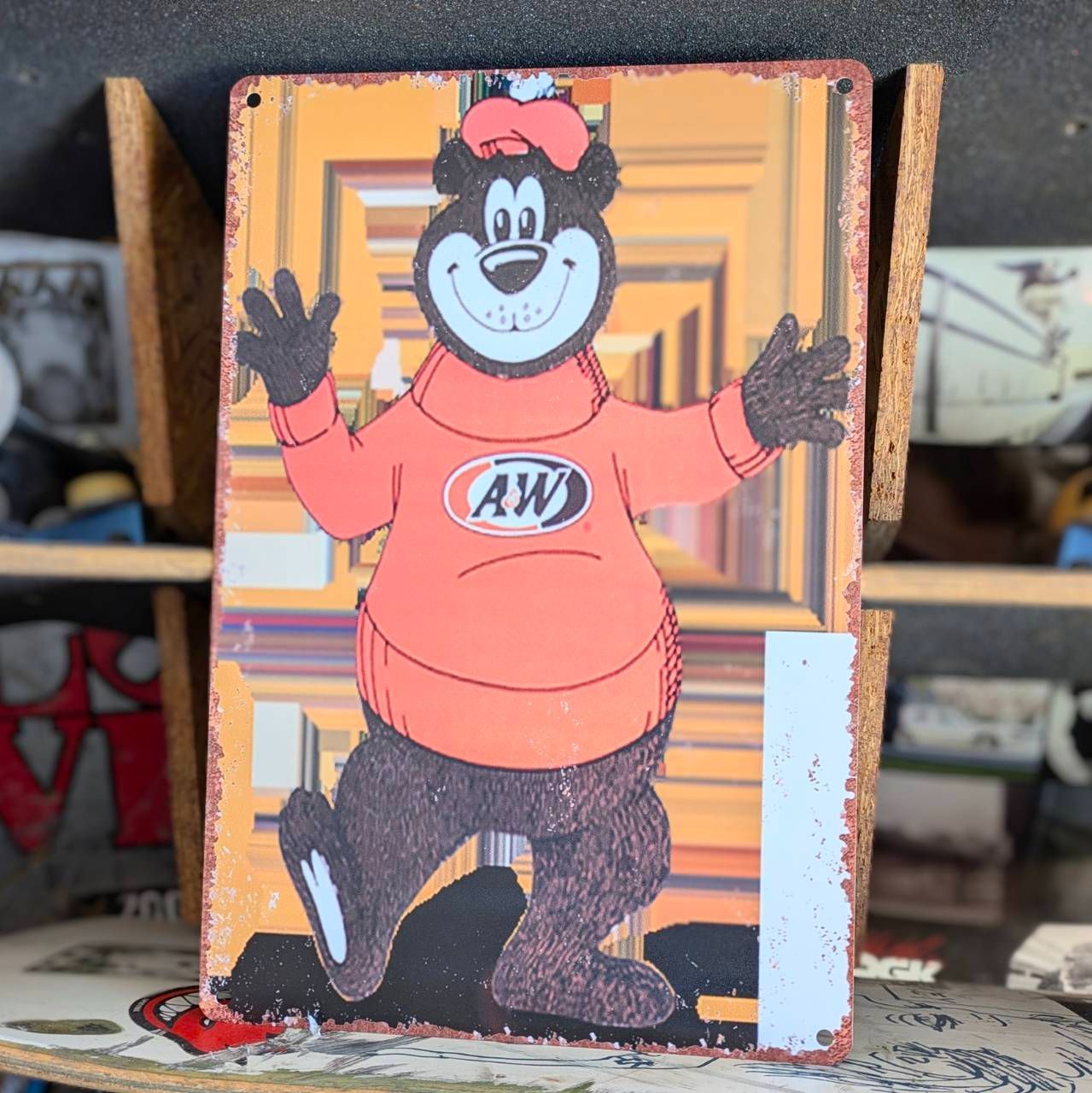 送料無料！ちょうどいいブリキ看板 【 A&W ( エンダー