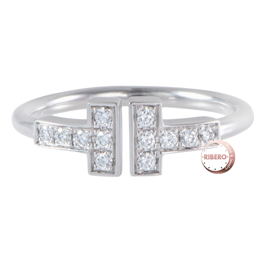 TIFFANY Co ティファニー T ダイヤモンド ワイヤー リング 指輪 10号 シルバー