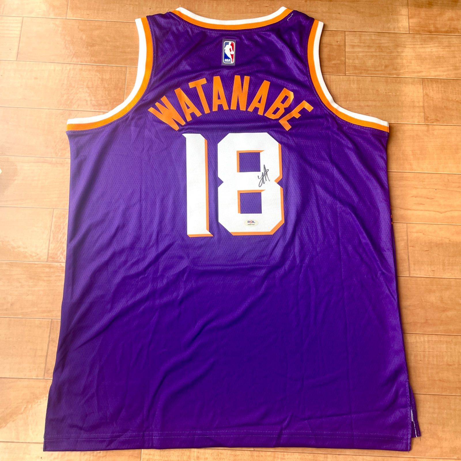 PSA社 鑑定シール付き 渡邊 雄太 直筆 サイン ナイキ サンズ Suns ジャージ ユニフォーム Watanabe Yuta バスケットボール NBA Jersey WWW_SMP1DAWEKUDUS_SCH_ID