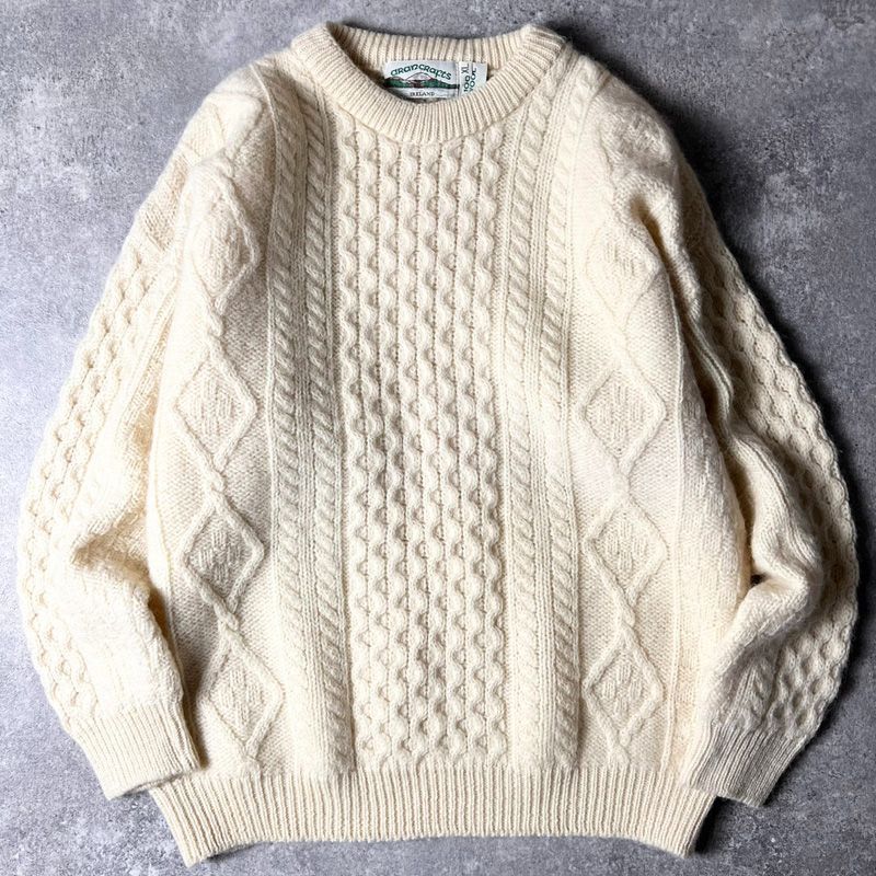 アイルランド製 aran crafts ウール フィッシャーマン ニット セーター 