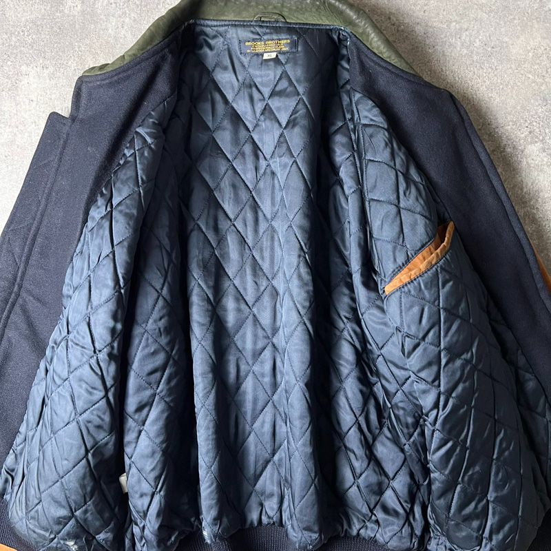 90s USA製 Brooks Brothers 本革 スエード ウール スタジアム