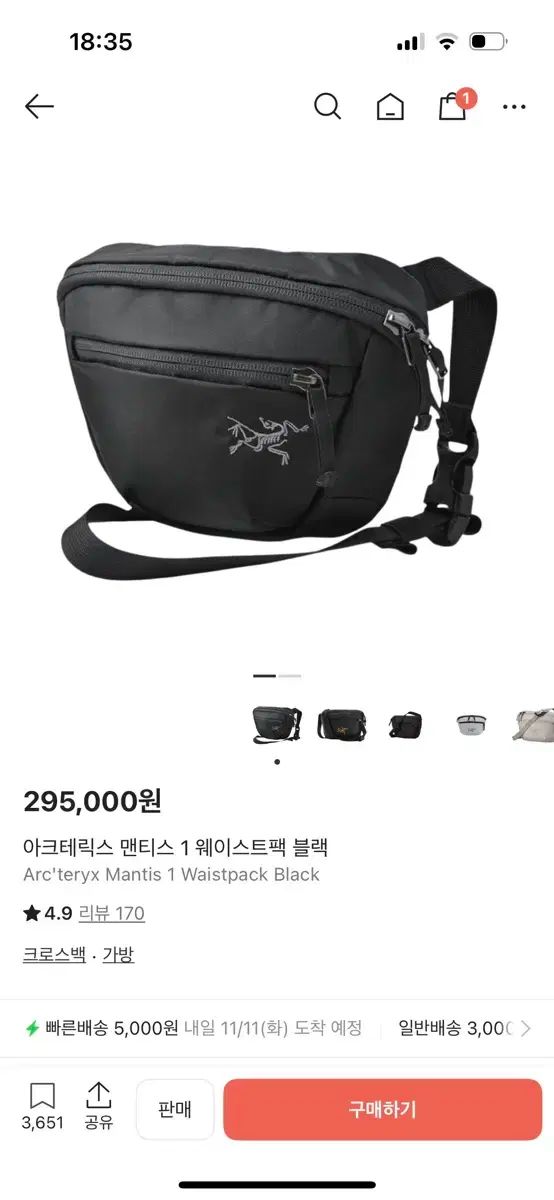 ARC TERYX アークテリクス マンティス 1 ウェストパック ブラック