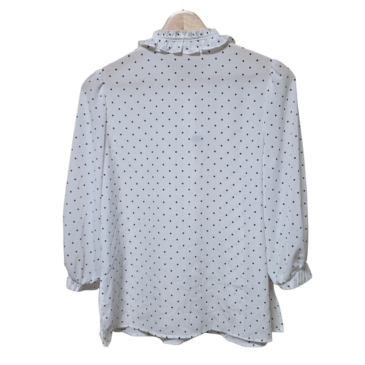 Rene ルネ 七分袖シャツブラウス サイズ34 S レディース - 白×黒 ドット柄 フリル