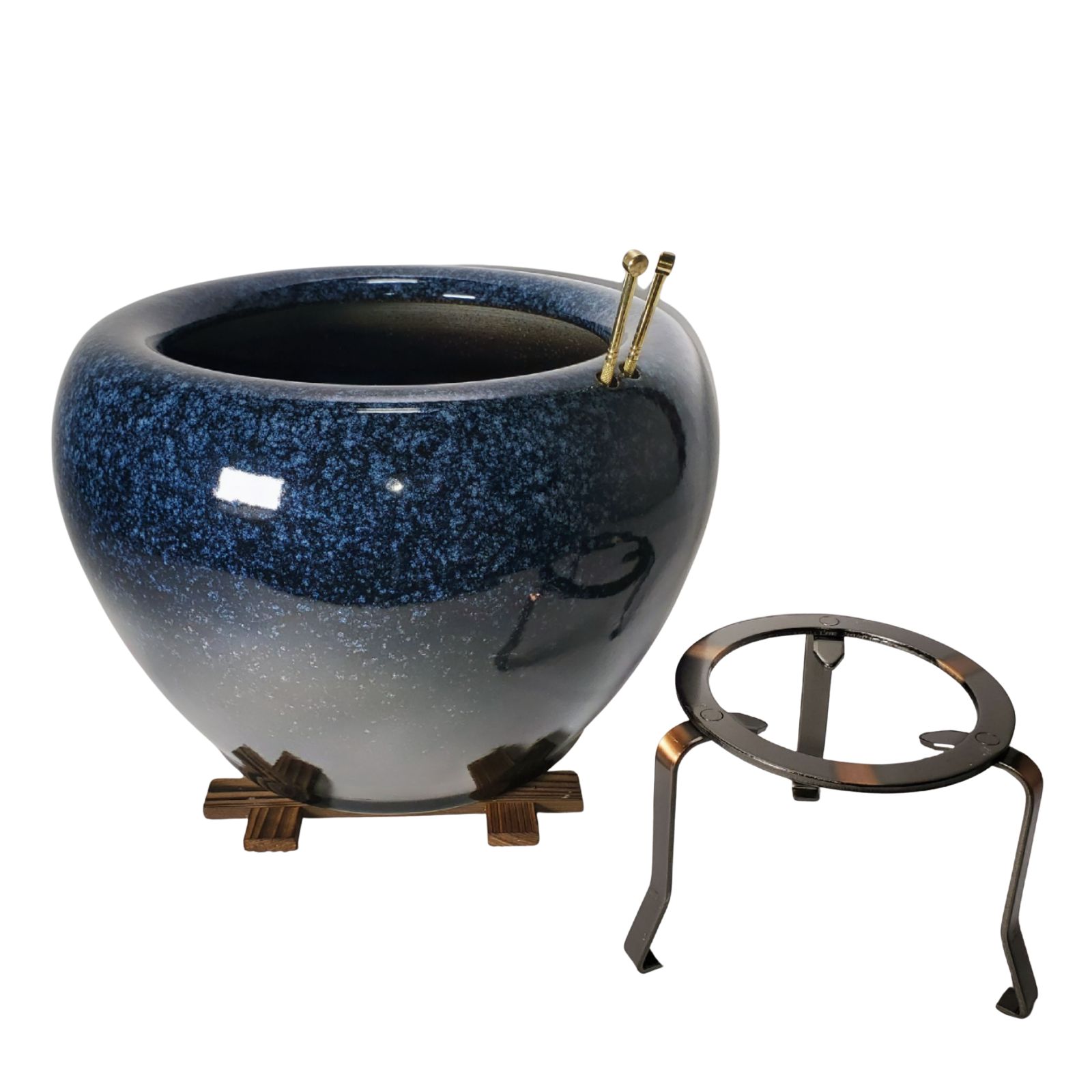 生子火鉢 10号 4点セット（火箸・五徳・井ゲタ付き） （信楽焼き