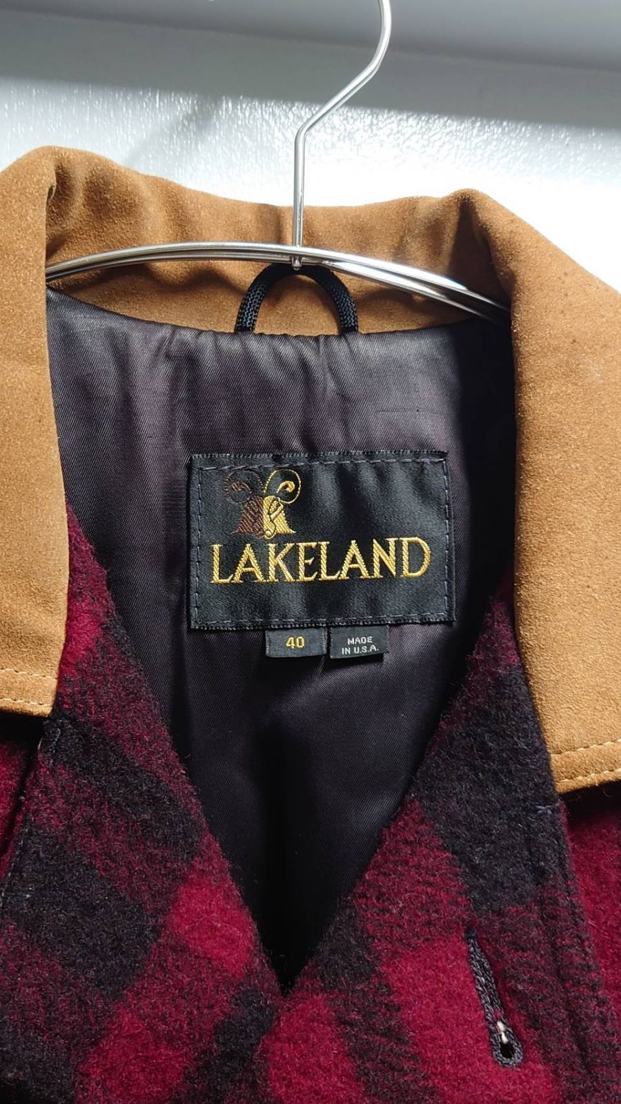 80-90’s LAKELAND 襟レザー ウールジャケット サイズ40