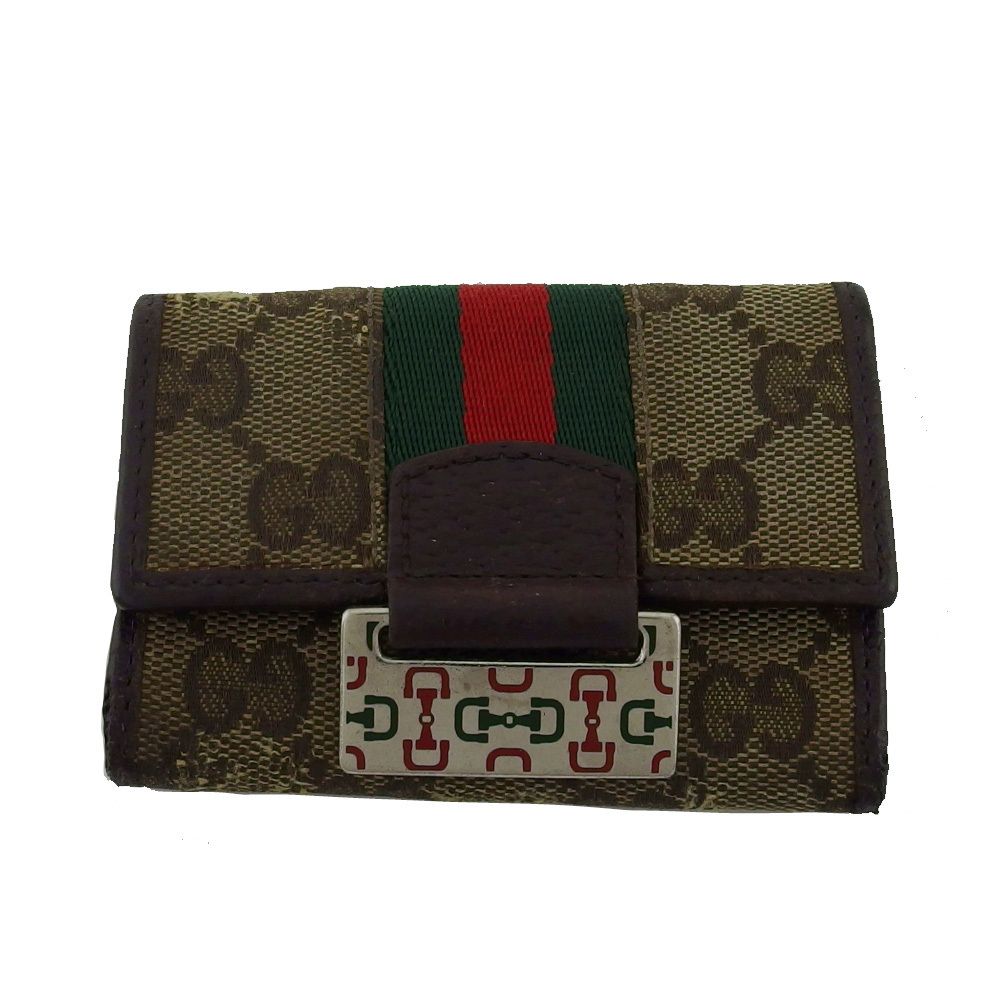 グッチ GUCCI キーリング GG柄 シェリーライン ブラウン×ベージュ×レッド×グリーン レディース