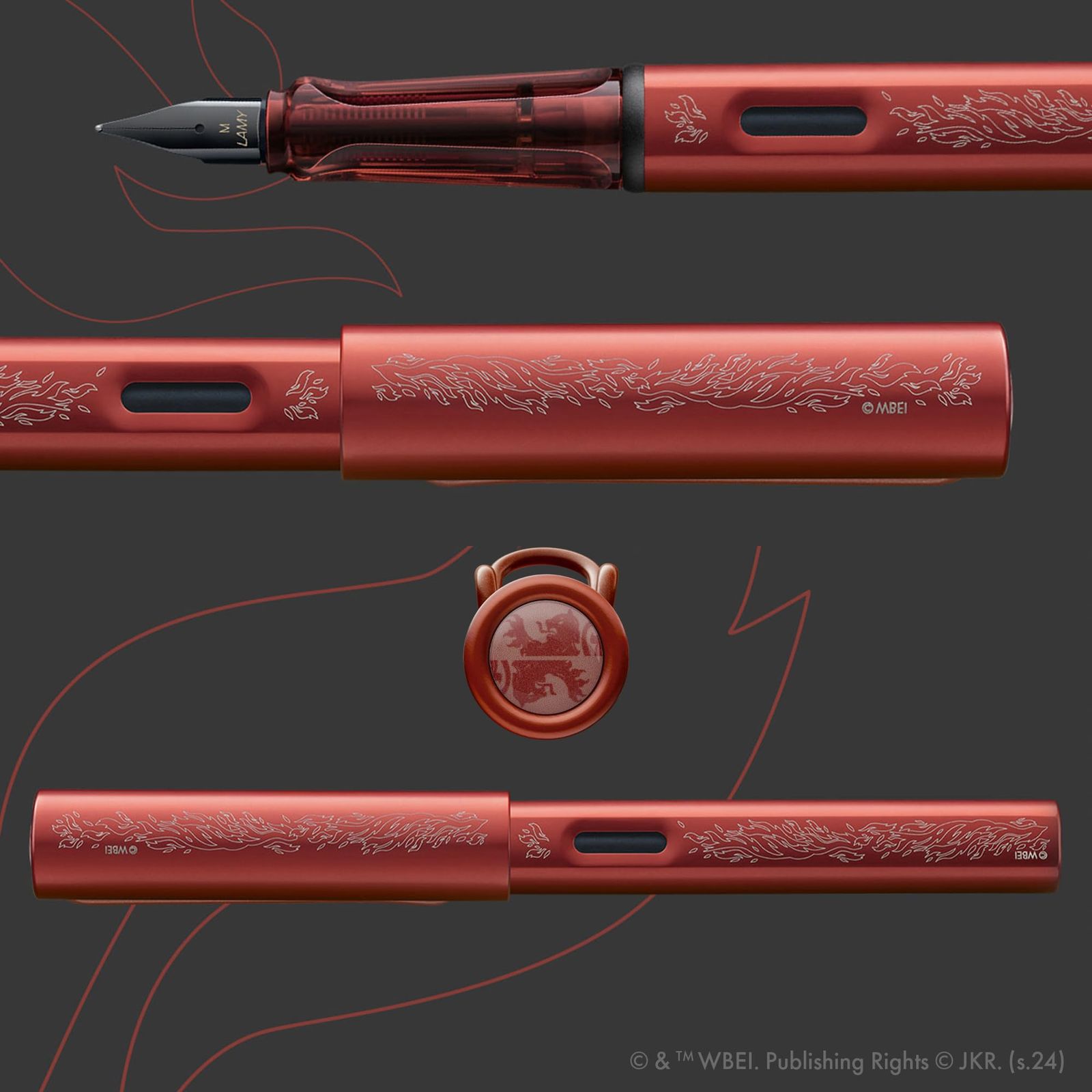 LAMY AL-star ハリーポッター グリフィンドール – 万年筆 家の彫刻付き - スチールペン先 Mサイズ - 軽量アルミニウムボディ - LAMY T 10ブルーカートリッジを含む - 右利き用