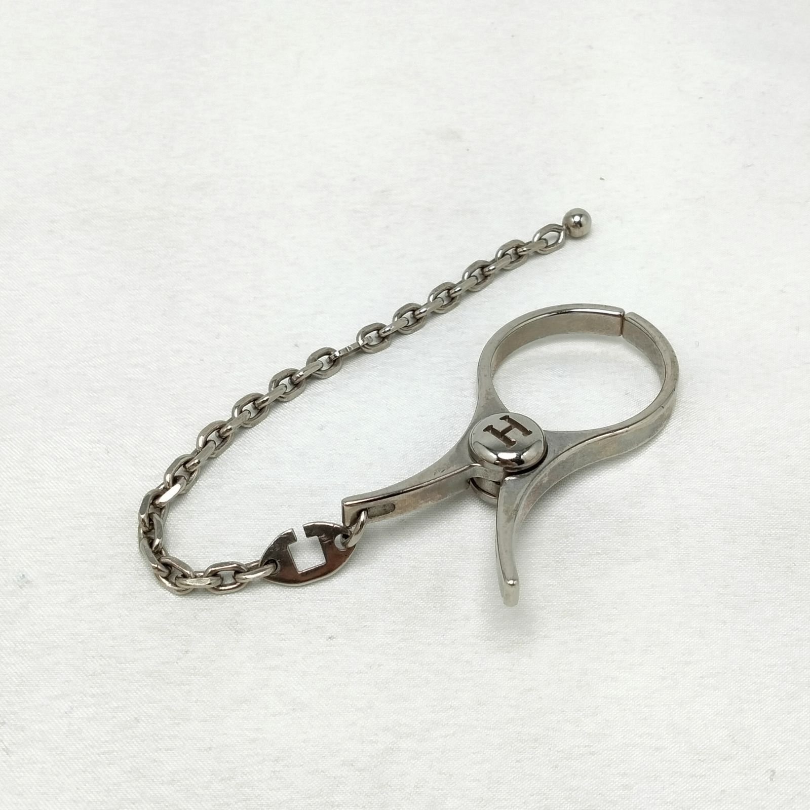  ️HERMES ️エルメス フィルー Hロゴ グローブホルダー シルバー 手袋 アームカバー 小物