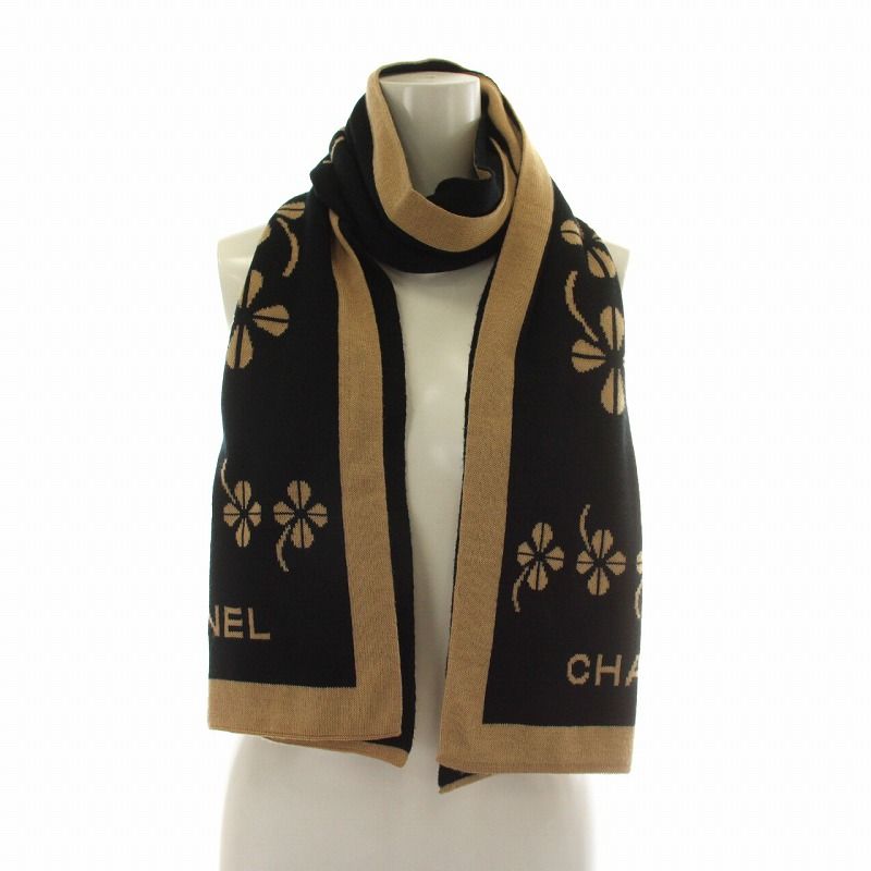 シャネル CHANEL マフラー ストール ニット クローバー ココマーク 総