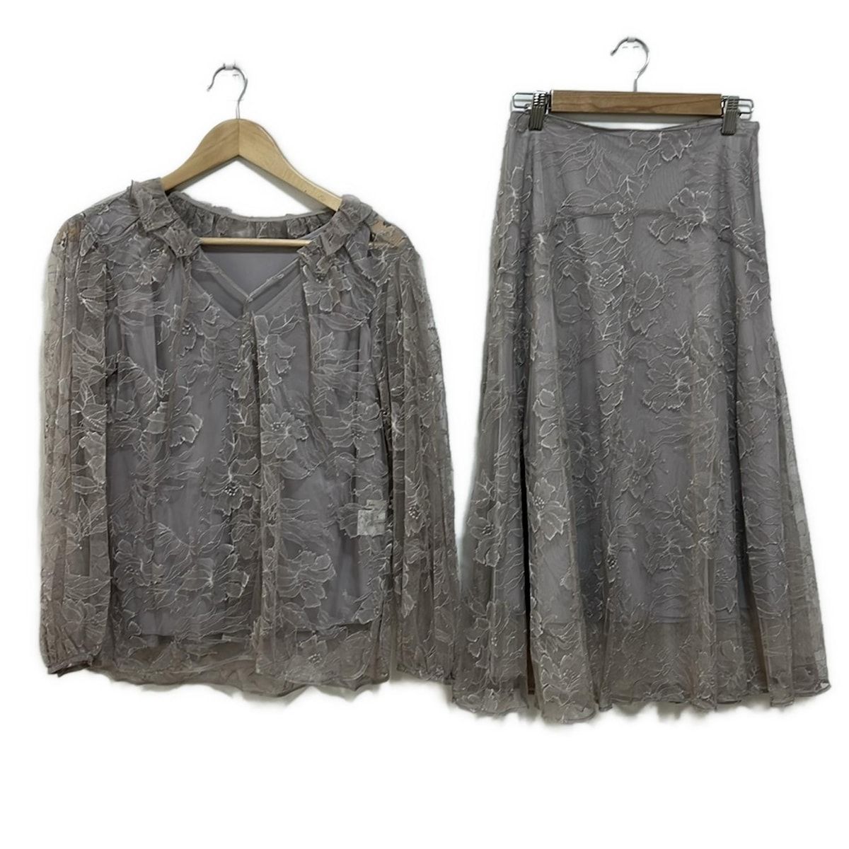 EPOCA エポカ スカートセットアップ レディース - ピンクグレー レース フラワー 花