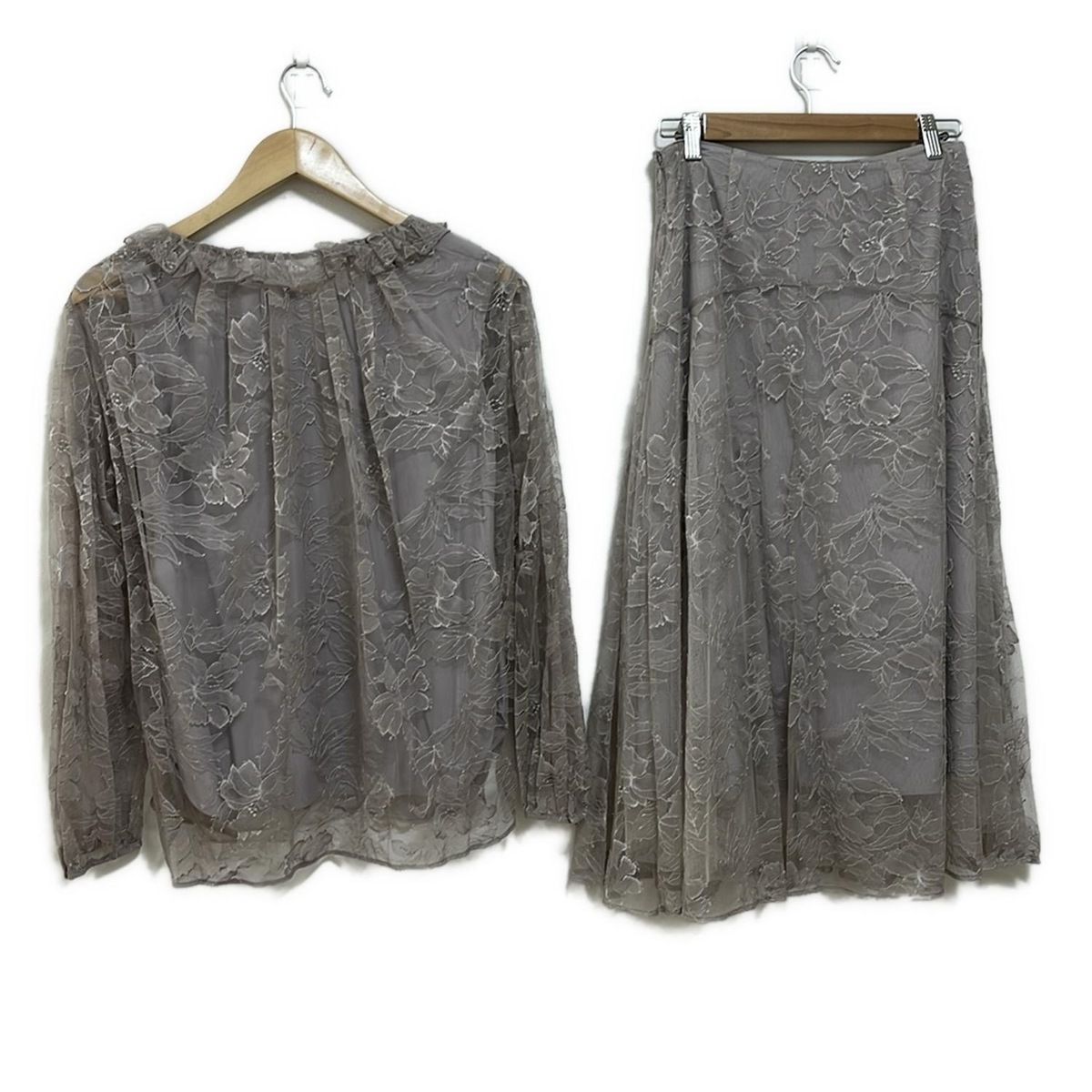 EPOCA エポカ スカートセットアップ レディース - ピンクグレー レース フラワー 花