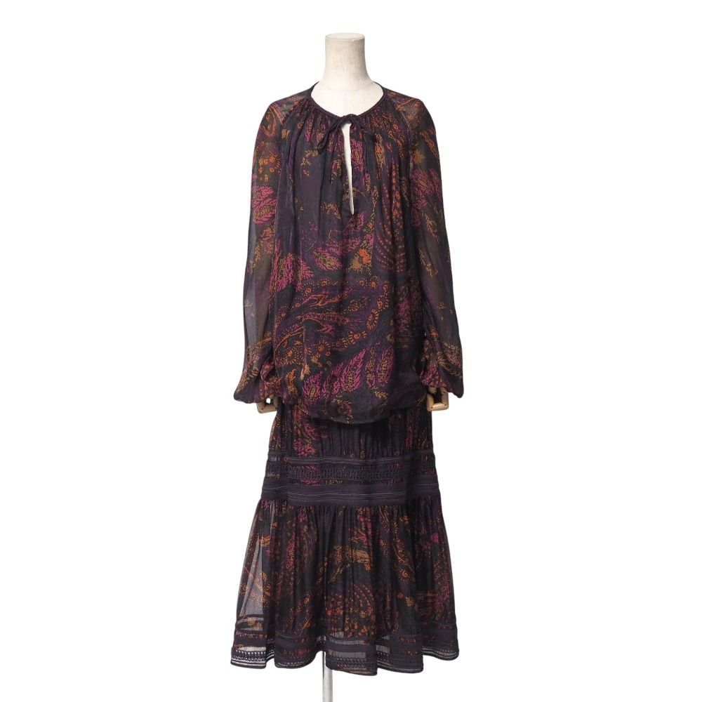 Salvatore Ferragamo サルヴァトーレフェラガモ スカートスーツ サイズトップス40 スカート42 シアー ブラウス 長袖 シャツ フ ロングスカート ブランド古着 20251110 RA6547