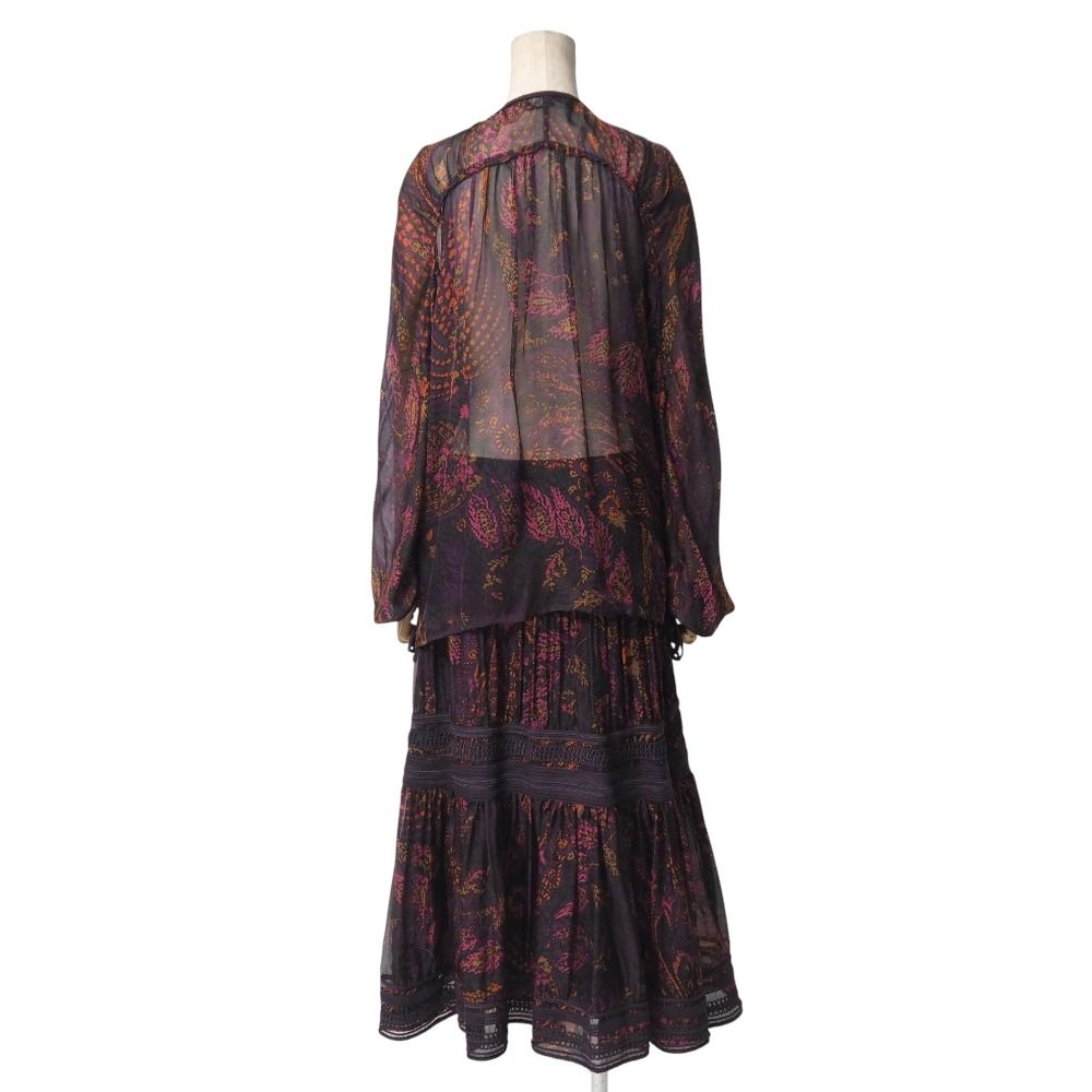 Salvatore Ferragamo サルヴァトーレフェラガモ スカートスーツ サイズトップス40 スカート42 シアー ブラウス 長袖 シャツ フ ロングスカート ブランド古着 20251110 RA6547