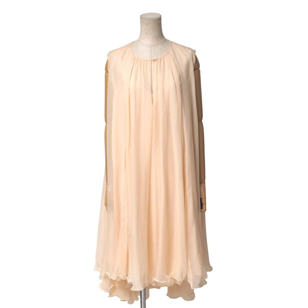 Salvatore Ferragamo サルヴァトーレフェラガモ ワンピース サイズ42 フ 総シルク シフォン フリル ノースリーブ ブランド古着 20251110 RA6548