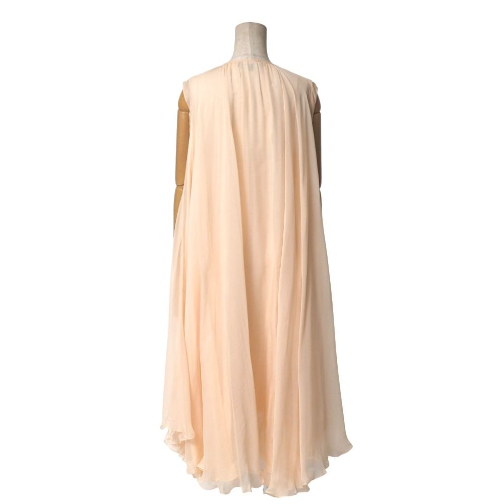 Salvatore Ferragamo サルヴァトーレフェラガモ ワンピース サイズ42 フ 総シルク シフォン フリル ノースリーブ ブランド古着 RA 6548